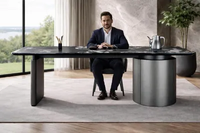 Produktbild von Designer Schreibtisch mit Eleganter Marmorplatte und Stilvollem Look Möbel