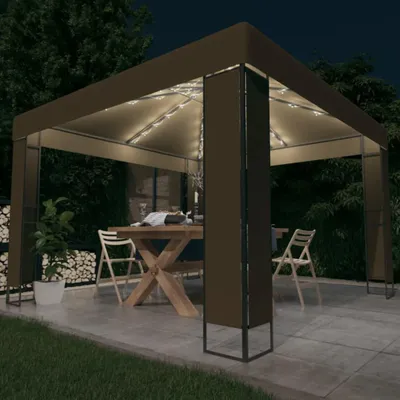 Zdjęcie produktu dla Pawilon z podwójnym dachem i oświetleniem LED 3x3x2,7 m Taupe