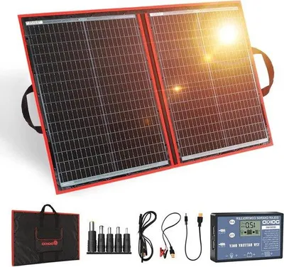 Immagine prodotto di Caricabatterie con pannello solare pieghevole da 100 W, 12 V, monocristallino