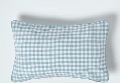 Produktbild von HOMESCAPES Gingham-Kissenbezug aus Baumwolle, 30 x 50 cm, blau