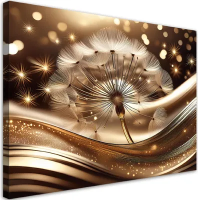 Produktbild von Leinwandbild Kwiat Złoty Glamour 60x40 Feeby Gold bild für die wand bereit zum aufhängen