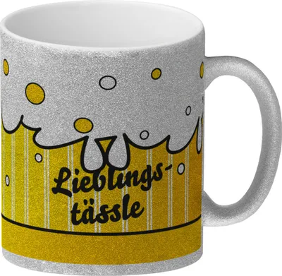 Produktbild von Lieblingstässle Bier Glitzer-Kaffeebecher schwäbisch