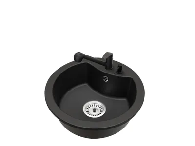 Produktbild von Granit Küchenspüle Einbauspüle 1 Becken MILA + Küchenarmatur Atut + Siphon Chrom + Seifenspender Komplettset