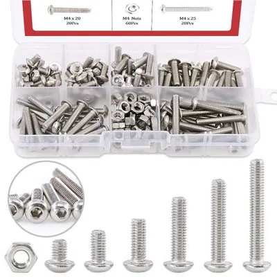 Image de Assortiment de 180 vis, boulons et écrous - M4