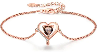 Produktbild von Herz Armband Damen Rosegold Sterling Silber 925 Verstellbar Geschenk