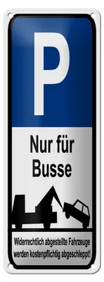 Produktbild von Blechschild Hinweis Parkplatzschild nur für Busse, 27x10 cm, Blechschilder Achtung Widerrechtliches Parken verboten