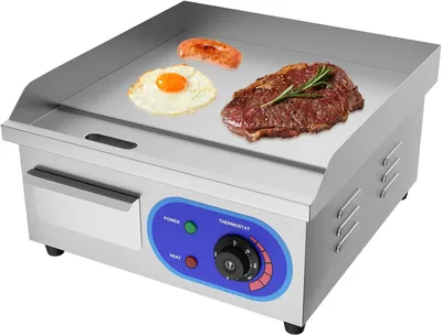 Obrázok produktu pre Elektrický gril, nerezová oceľ, profesionálny stolový gril, 220-240 V, grilovacia platňa z liatiny, povrch 35 x 30 cm, hladká, odolná voči striekajúcej vode