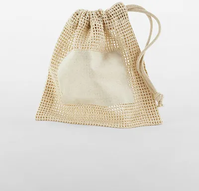 Produktbild von Westford Mill W155 | Organic Baumwolle Mesh Sacks Einkaufstasche - Farbe: Natural - Größe: M (32 x 32 cm)