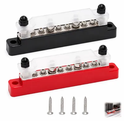 2x Verteilerstange 12V/48V 150A Kupfer vernickelt mit Schutzabdeckung