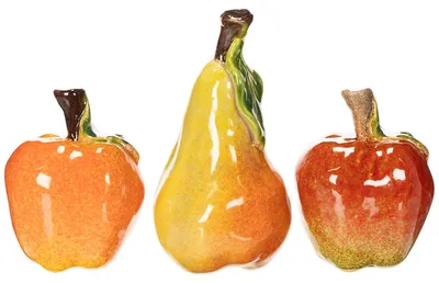Produktbild von Kunstobst aus Keramik für Herbstdekoration und Tischdeko, 3 Stück