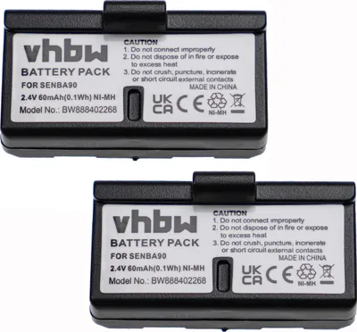 Produktbild von vhbw 2x Akku Ersatz für Sennheiser BA90, E90, E180 für Wireless Headset Kopfhörer (60 mAh, 2,4 V, NiMH)