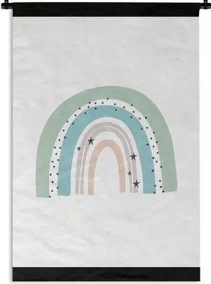 Produktbild von MuchoWow® Wandteppich Wandbehang Regenbogen - Kinder - Sterne - Tupfen - Pastell 60x80 cm Tapisserie Dekoration Wandtuch - Decke - Wandtücher - Wohne