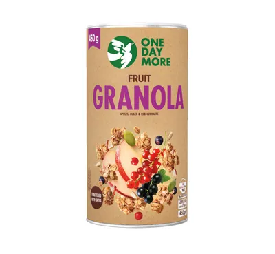 Produktbild von OneDayMore | Fruchtige Granola mit Apfel und Johannisbeeren | Haferflocken, ballaststoffreich, 450g