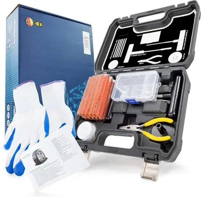 Immagine prodotto di Kit di riparazione per pneumatici - Per auto, biciclette e moto - Kit di riparazione pneumatici - Facile da usare
