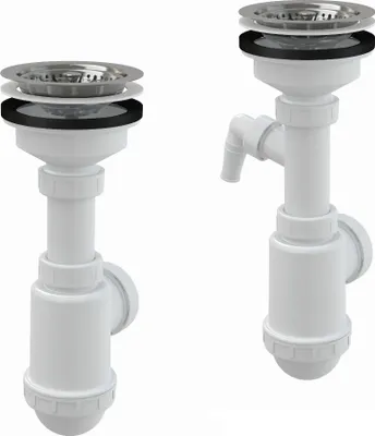 Produktbild von Spülbecken Ablaufgarnitur 1,5' mit Ablaufventil ø90-105mm mit Siphon ø40/50mm, Ausführung:ohne Geräteanschluß
