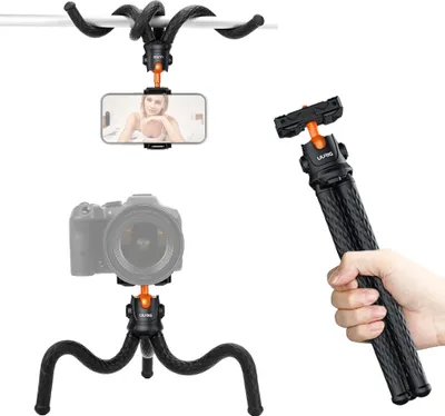 Produktbild von UURIG Multifunktionales flexibles Octopus-Stativ mit kalter Schuhhalterung 360? drehbarer max. 2KG Lastlager für Smartphone-Kamera Live-Streaming Vlog