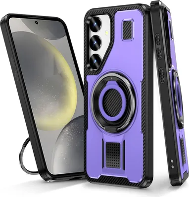 Produktbild von Für Samsung Galaxy S25 5G Carbonfaser Ringhalter Hybrid TPU Hülle Cover Lila