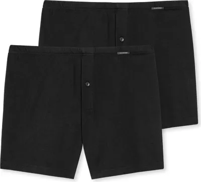 Produktbild von SCHIESSER Herren Boxershorts, 2er Pack - Jersey Shorts, Baumwolle, einfarbig Schwarz 2XL