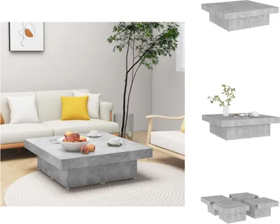 Immagine prodotto di vidaXL Tavolino da caffè grigio cemento 90x90x28 cm in legno - Tavolini da caffè