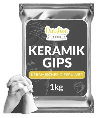 Produktbild von Creative Deco Gießpulver Hellgrau | 1 kg | Keramik Gießmasse Reliefgießpulver Modelliergips