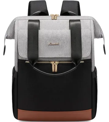 Immagine prodotto di Zaino grigio da 17,3 pollici, zaino da scuola per laptop, zaino elegante da donna, zaino da giorno, borsa a tracolla 2-in-1, impermeabile