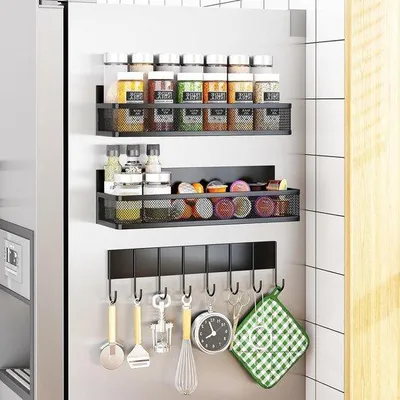 Produktbild von Famanu Kräuterregal für Kühlschrank - Verstellbares Magnetisches Regal mit 8 Haken