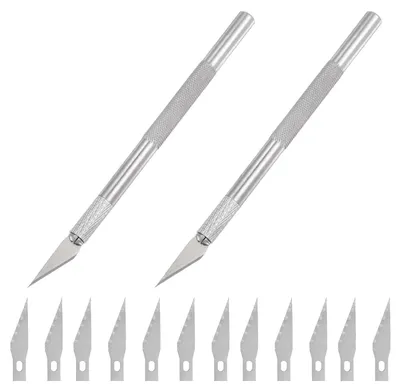 Präzisionsmesser-Set, 2 Messer + 10 Klingen, 143 x 8 mm, Aluminium