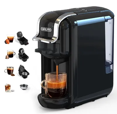 4-in-1 Kaffeekapselmaschine, 19 bar, kompatibel mit Kapseln & Kaffee