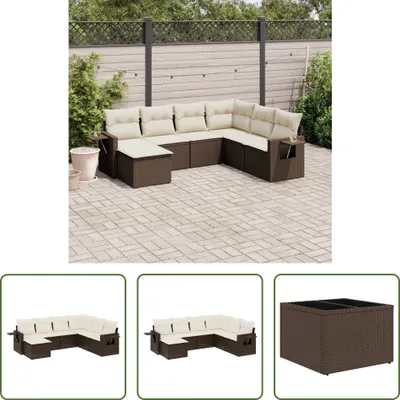 Produktbild von The Living Store 7-tlg. Garten-Sofagarnitur mit Kissen Braun Poly Rattan