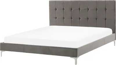 Produktbild von BELIANI Doppelbett Grau Samtstoff Metallbeine 140 x 200 cm Bequem Glamour Schlaffzimmer