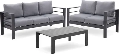 Produktbild von MeXo Gartenmöbelset, Loungeset Aluminium für 4-5 Personen mit Kissen & Couchtisch Indoor Outdoor Balkon Garten Terrasse (Sitzgruppe, Aluminiumrahmen)