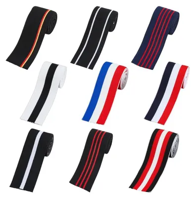 Produktbild von Elastisches Band, 1 Yard - Weiches Taillenband - Farbige/gestreifte elastische Bänder - Komfortable Verarbeitung - Elastische Bänder für Physiotherapie - Geeignet für Bekleidung und Accessoires - Nähbares Elastikband