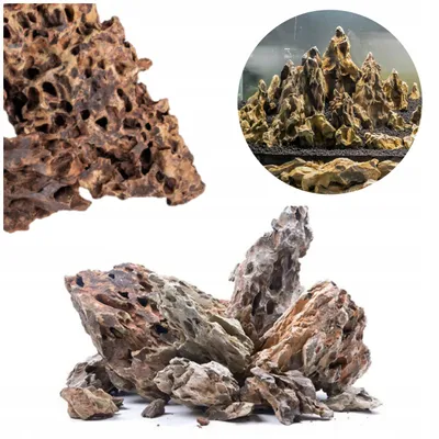 Zdjęcie produktu dla Kamienie dekoracyjne do akwarium Dragon Rock – kamień naturalny, 10 kg, brązowy