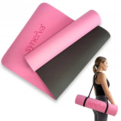 Produktbild von Synerva TPE Yogamatte 6mm Rosa mit Gurt