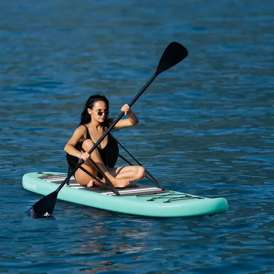 Produktbild von LifeGoods PaddlePro SUP Board - Mit Sitz - Aufblasbares Paddle Board - Komplettes Set - Max. 150 KG - 320x81 cm - Mintgrün/Schwarz