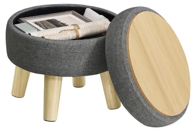 Image de SONGMICS : Tabouret de rangement, aspect lin, 31 x 31 x 29 cm