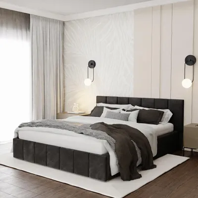 Produktbild von Muralo PREMIUM POLSTERBETT für Schlafzimmer Polsterbett mit Bettkasten und Gasdruckfeder Bett mit Polsterkopfteil Doppelbett 140x200 Bett mit Stauraum Schwarz