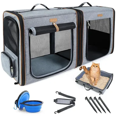 Zdjęcie produktu dla Transporter dla psa - Składana - 2 w 1 - 90 x 33 x 41,4 cm - Szary