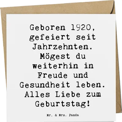 Produktbild von Mr. & Mrs. Panda Grußkarte Spruch 1920 Geburtstag - Weiß - Geschenk, doppelkarte, besonderer Geburtstagsspruch, Glückwunsch, Glückwunschkarte, besonderes Jubiläum