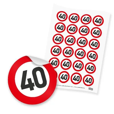 Produktbild von itenga 24x Sticker "40" Verkehrsschild (Motiv 105)