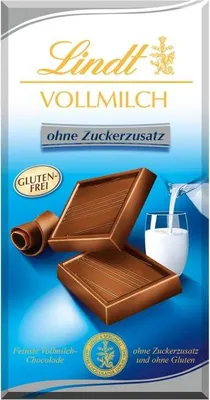 Produktbild von Lindt Vollmilch ohne Zuckerzusatz Tafel 100g