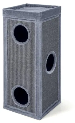 Produktbild von KOMFOTTEU Katzenhaus mit 3 Höhlen, Kletterturm für Katzen mit 3 Verstecken, Sisal-Kratzbretter & obere Schlafplattform mit abnehmbarem Kissen, stabiler Katzenhöhle, 4-Ebenen Kratztonne für Schlafzimmer
