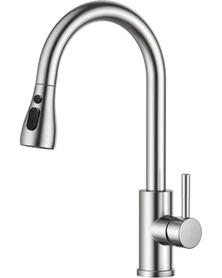 Produktbild von Küchenarmatur Wasserhahn Hochdruck ausziehbare Brause 360° schwenkbar Edelstahl G3/8 2 Strahlarten Silber