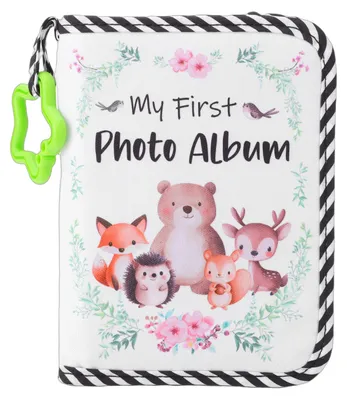 Image de Mon premier album photo : Livre photo pour bébé en tissu doux, avec miroir sécurisé et motifs adorables, pouvant contenir 17 photos