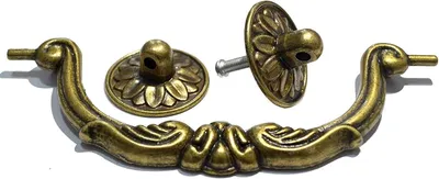 Productafbeelding van Vintage ronde meugelknoppen, set van 4, antiek koperen messing, geschikt voor keuken en badkamer