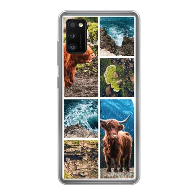 Produktbild von MuchoWow® Handyhülle Schutzhülle Hülle für Samsung Galaxy A41 Schottische Highlander - Natur - Collage Silikon Softcase Handy Hülle - Mobiltelefon