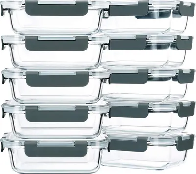 Produktbild von MCIRCO Glas-Frischhaltedosen Set 625ml, 10 Stück - BPA frei, mikrowellen-, gefriertruhen- und spülmaschinenfest