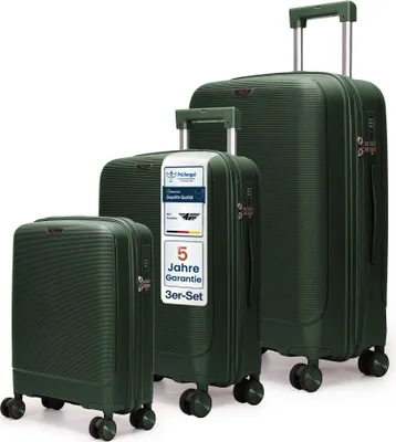 Produktbild von 4FLY Leichter Hartschalen Reisekoffer Set 3-teilig (M/L/XL) aus Polypropylen – mit TSA-Schloss, 4 Spinner-Doppelrollen, Handgepäck und Aufgabegepäck