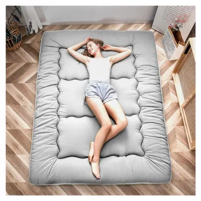 Produktbild von Klappmatratze Futonmatratze Bodenmatratze Gepolsterte Japanische Tatami Gesteppte Bett, Dicke Faltmatratze Schlafmatte Rollmatratze Bodenliege Gästematratze (Grau, 135x190 cm)