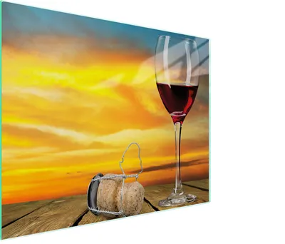 Produktbild von Glasschneidebrett 52x40 cm aus gehärtetem Glas mit Weinmotiv, rutschfest